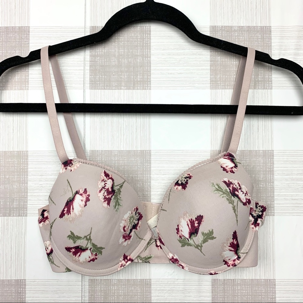 🔑 Lucky Brand Floral Demi Bra Size 34B Dusty Pink